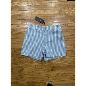 High Waist Shorts 8 Bagatelle Collection Brushed 98%Cotton 2% Spandex Blue New